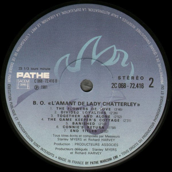 Stanley Myers & Richard Harvey (2) : L'Amant De Lady Chatterley (Bande Originale Du Film) (LP, Album)