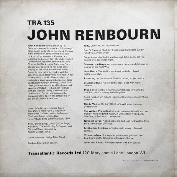 John Renbourn : John Renbourn (LP, Album, Mono)