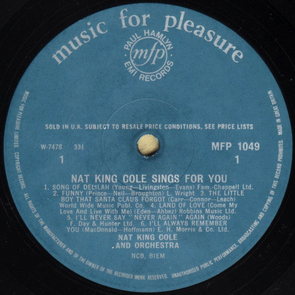 Nat King Cole : Nat King Cole Sings For You (LP, Comp, Blu)