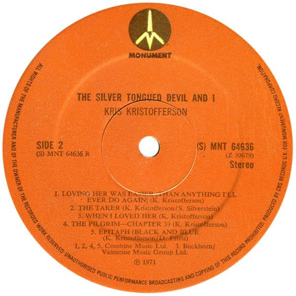 Kris Kristofferson : The Silver Tongued Devil And I (LP, Album)