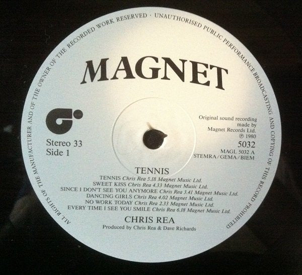 Chris Rea : Tennis (LP, Album, RE)