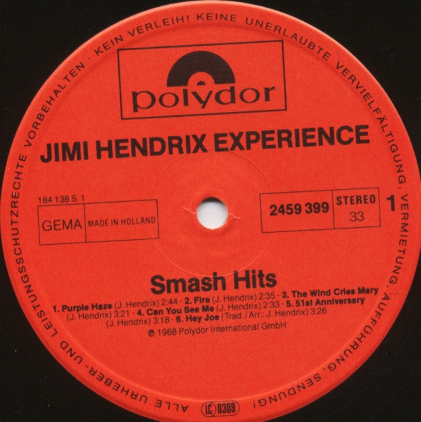 Jimi Hendrix Experience* : Smash Hits (LP, Comp, RE)