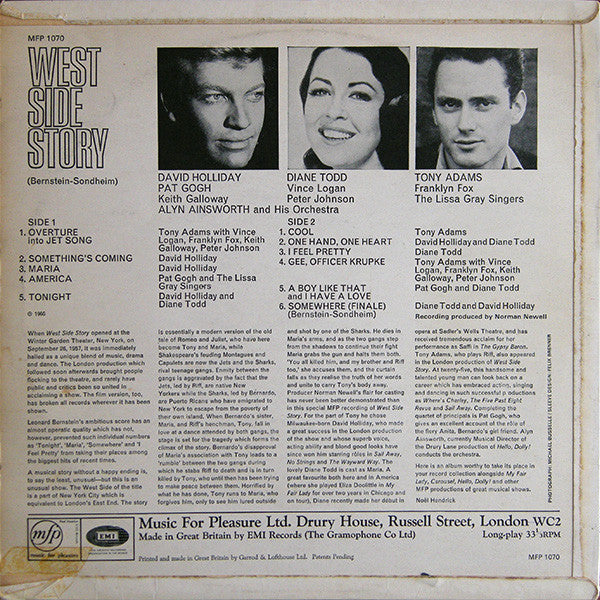 Alyn Ainsworth And His Orchestra* : West Side Story (LP, Album, Mono)