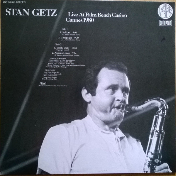 Stan Getz : Live At Palm Beach Casino Cannes 1980 (LP, Album)