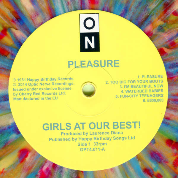 Girls At Our Best!* : Pleasure (LP, Album, RE, Yel + 12", Comp, Yel + Num, RM)