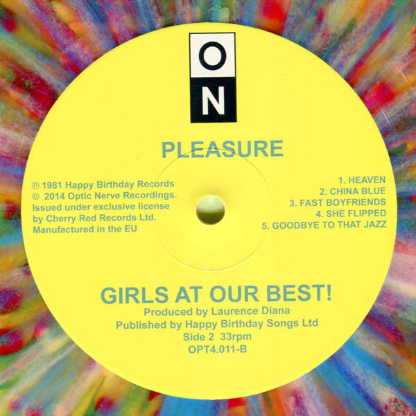 Girls At Our Best!* : Pleasure (LP, Album, RE, Yel + 12", Comp, Yel + Num, RM)
