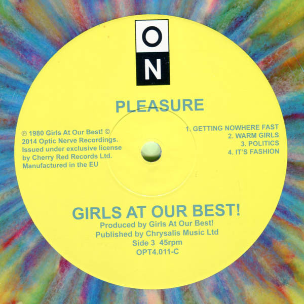 Girls At Our Best!* : Pleasure (LP, Album, RE, Yel + 12", Comp, Yel + Num, RM)