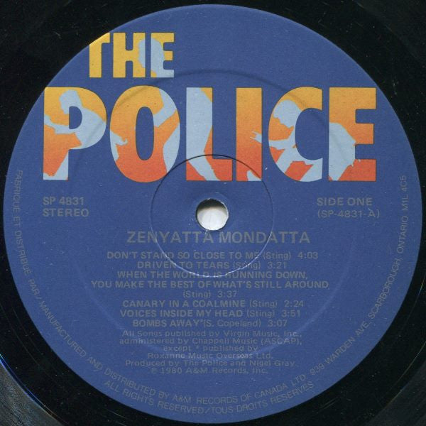 The Police : Zenyatta Mondatta (LP, Album, A&M)