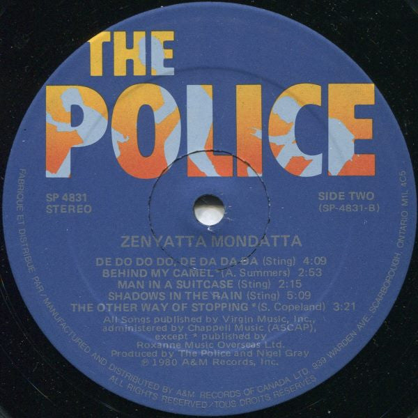 The Police : Zenyatta Mondatta (LP, Album, A&M)