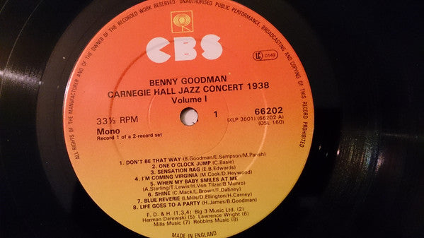 Benny Goodman : The Famous 1938 Carnegie Hall Jazz Concert (2xLP, Mono, RE)