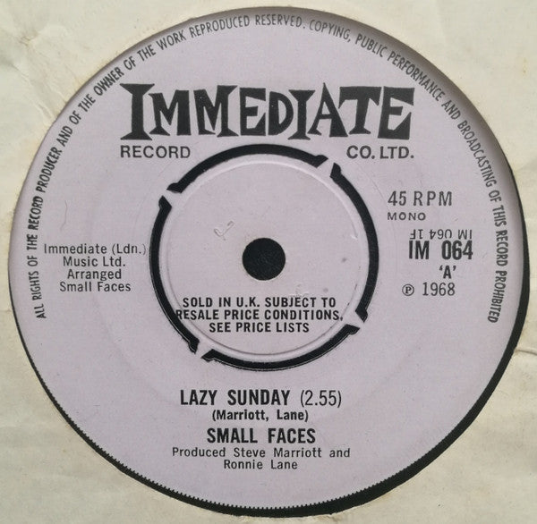 Small Faces : Lazy Sunday (7", Mono)