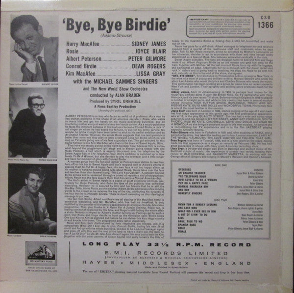 Sid James  *  Joyce Blair  *  Peter Gilmore  *  Dean Rogers (3) : Bye, Bye Birdie (LP, Album)