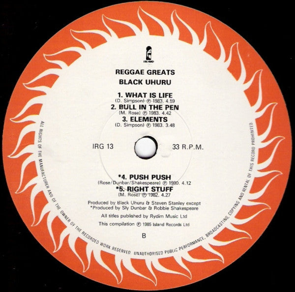 Black Uhuru : Reggae Greats (LP, Comp)