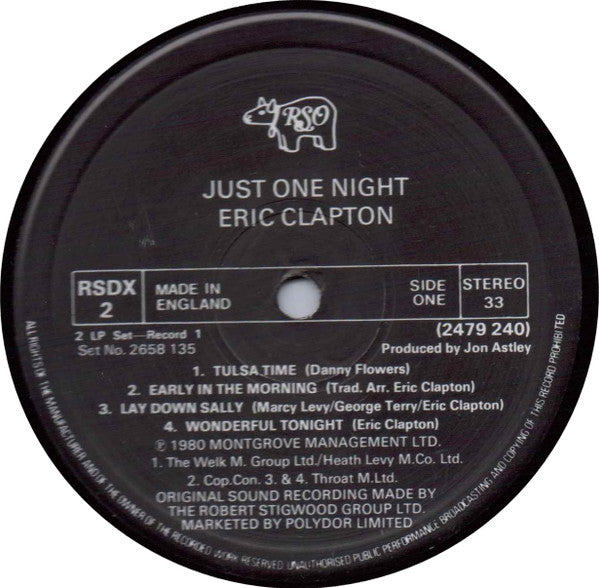 Eric Clapton : Just One Night (2xLP, Album, Gat)