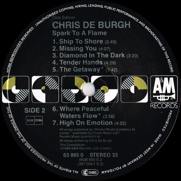 Chris de Burgh : Spark To A Flame (The Very Best Of Chris de Burgh) (LP, Comp, Club)