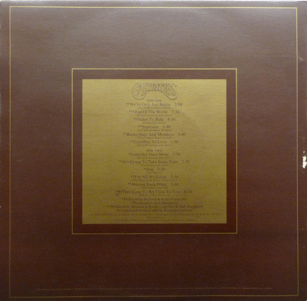 Carpenters : The Singles 1969-1973 (LP, Album, Comp, Gat)