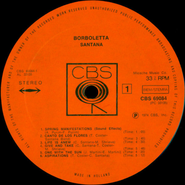 Santana : Borboletta (LP, Album)