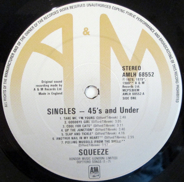 Squeeze (2) : Singles - 45's And Under (LP, Comp)