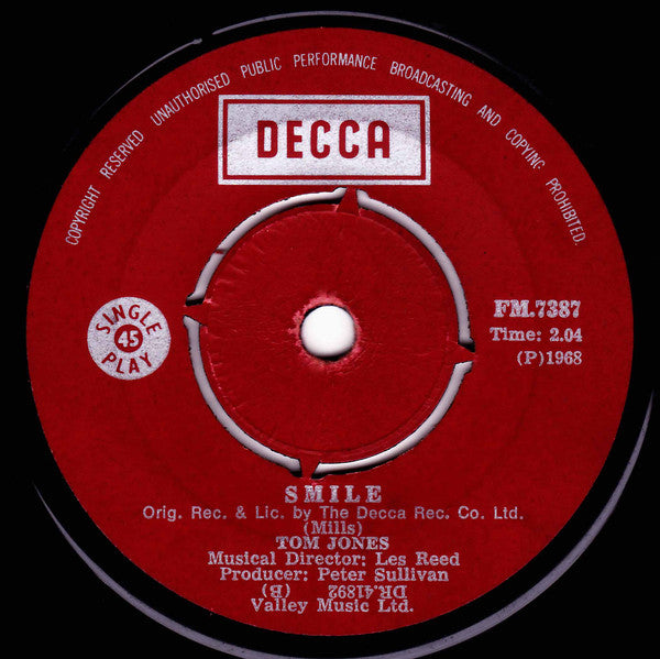 Tom Jones : Delilah/Smile (7", Single)
