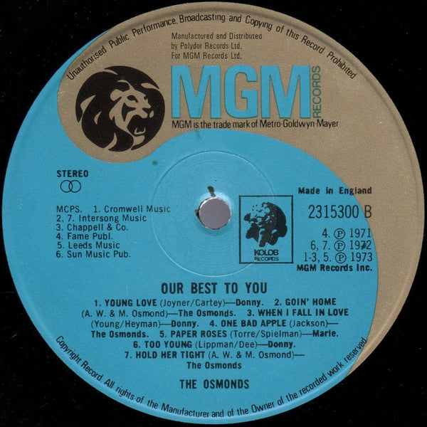 Osmonds* : Our Best To You (LP, Comp)