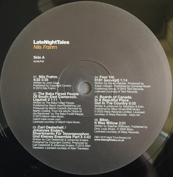 Nils Frahm : LateNightTales (2xLP, Comp, Ltd, 180)