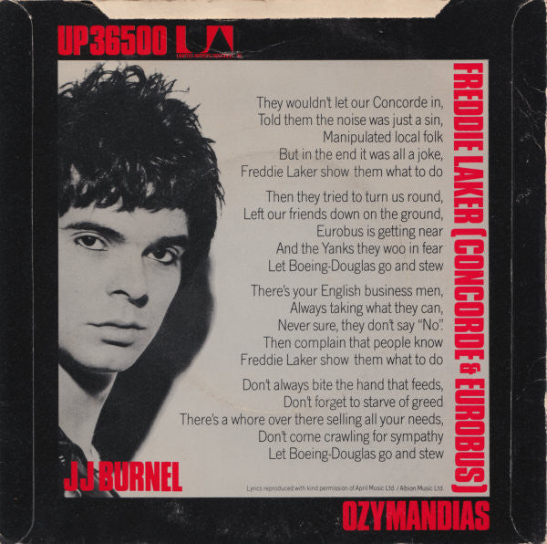JJ Burnel* : Freddie Laker (Concorde & Eurobus) (7", Single)