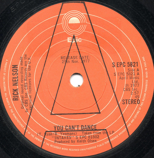 Rick Nelson* : You Can't Dance (7", Promo)