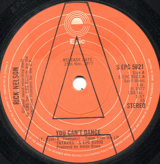 Rick Nelson* : You Can't Dance (7", Promo)