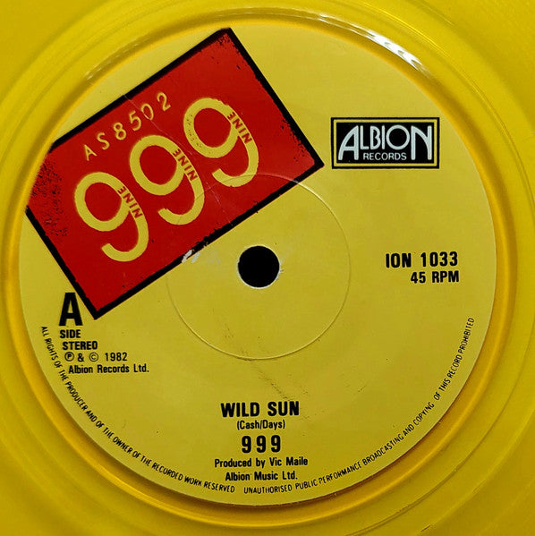999 : Wild Sun (7", Single, Yel)