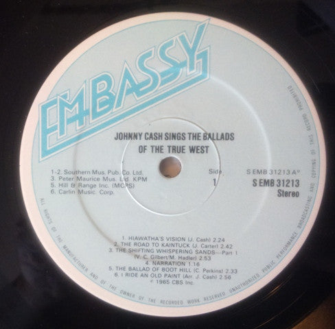 Johnny Cash : Johnny Cash Sings The Ballads Of The True West (LP)