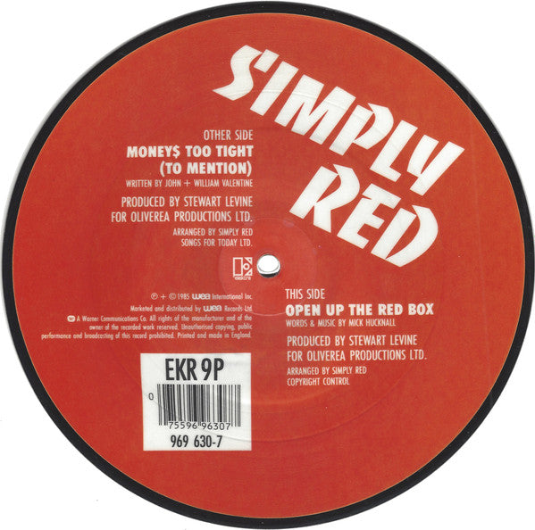 Simply Red : Money's Too Tight  (To Mention) (7", Ltd, Pic)
