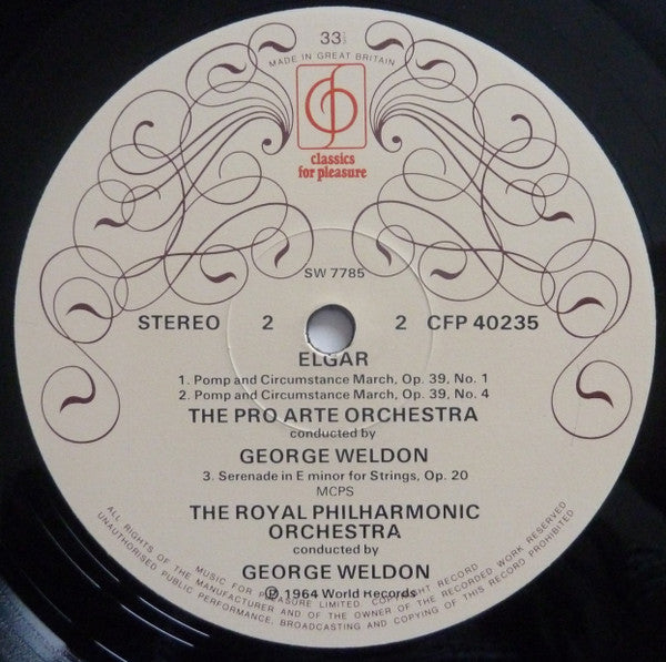Elgar*, The Royal Philharmonic* & Pro Arte Orchestra, George Weldon : Cockaigne - In London Town Overture / Serenade For Strings / Pomp And Circumstance Marches 1 And 4 / Chanson De Matin / Chanson De Nuit (LP, Album, RE)