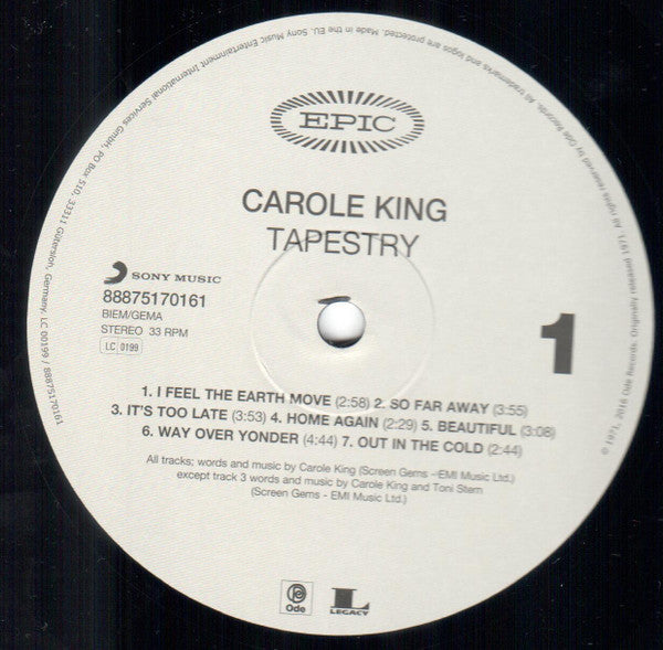 Carole King : Tapestry (LP, Album, RE, 180)
