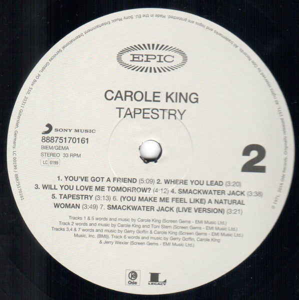 Carole King : Tapestry (LP, Album, RE, 180)