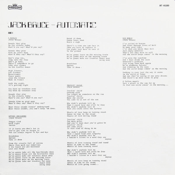 Jack Bruce : Automatic (LP, Album)