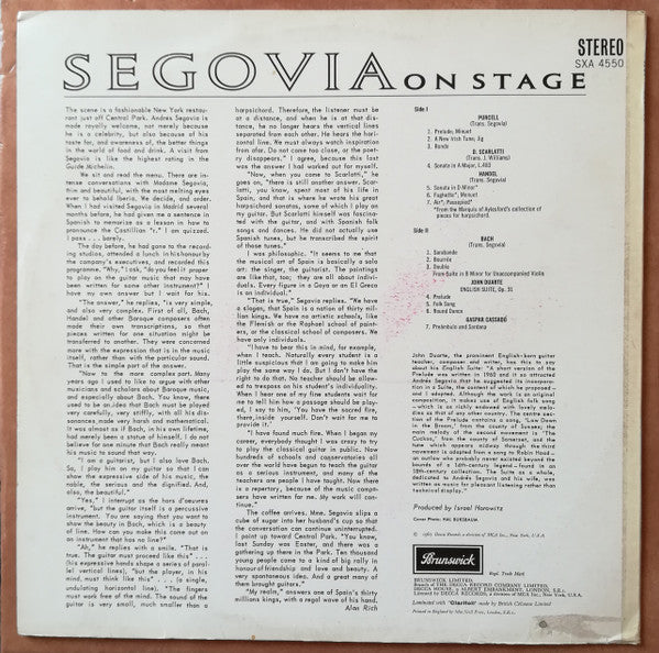 Segovia* : On Stage (LP)