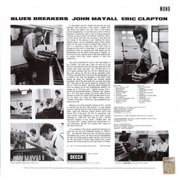 John Mayall With Eric Clapton : Blues Breakers (LP, Album, Mono, RE, 180)