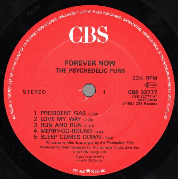 The Psychedelic Furs : Forever Now (LP, Album, RE)