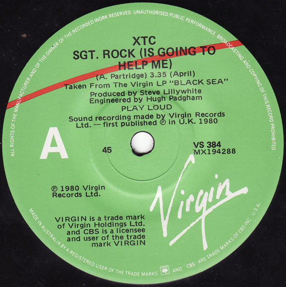 XTC : Sgt. Rock (Is Going To Help Me) (7", Single)