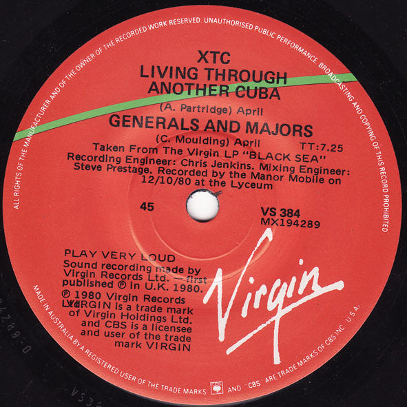 XTC : Sgt. Rock (Is Going To Help Me) (7", Single)