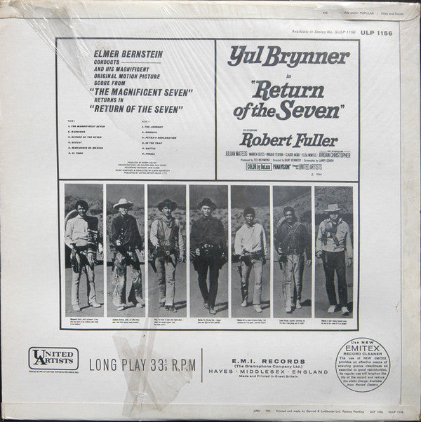 Elmer Bernstein : Return Of The Seven (Original Movie Soundtrack) (LP, Album, Mono)