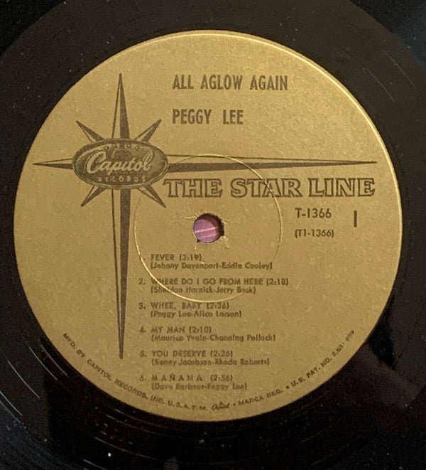 Peggy Lee : All Aglow Again! (LP, Album, Comp, Mono)