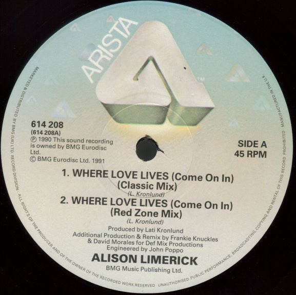 Alison Limerick : Where Love Lives (Come On In) (12")