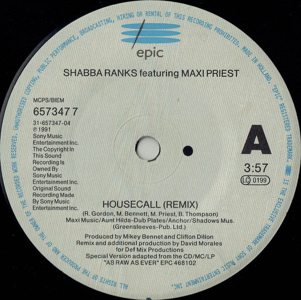 Shabba Ranks Featuring Maxi Priest : Housecall (7", Single)