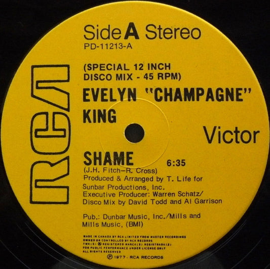 Evelyn "Champagne" King* : Shame / Nobody Knows (12", Single)