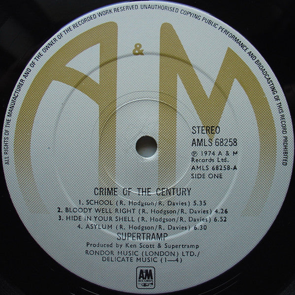 Supertramp : Crime Of The Century (LP, Album)