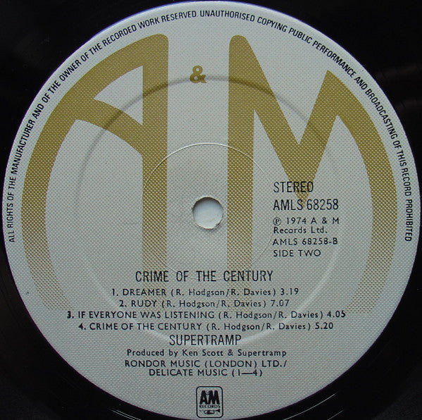 Supertramp : Crime Of The Century (LP, Album)