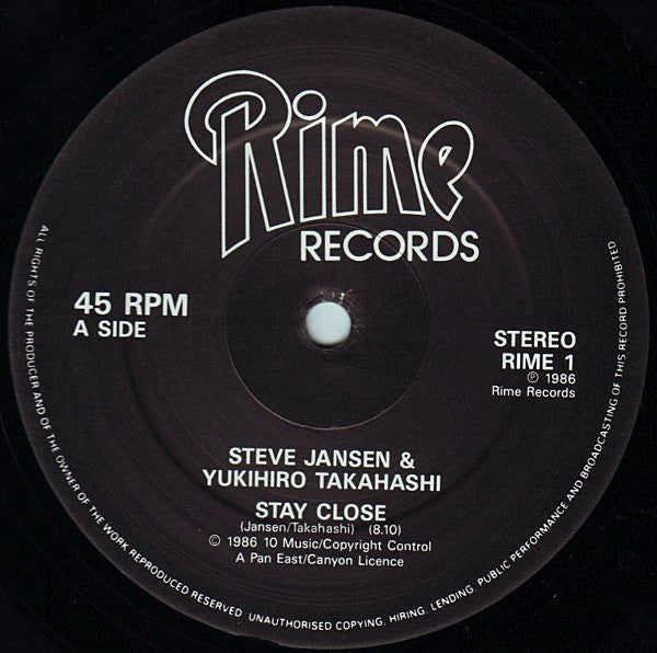 Takahashi/Jansen : Stay Close (12", Single)