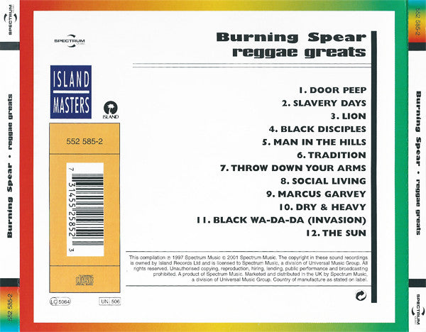 Burning Spear : Reggae Greats (CD, Comp, RE)