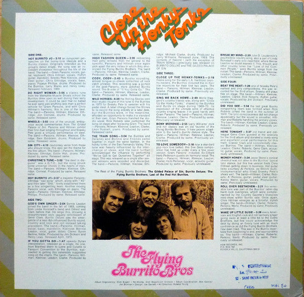 The Flying Burrito Bros : Close Up The Honky Tonks (2xLP, Comp, RP, Gat)